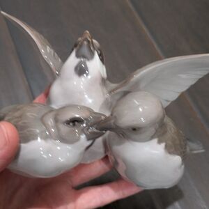 Vintage B & G Porcelain Bird Family.  Bing & Grondahl # 1670 From Denmark.